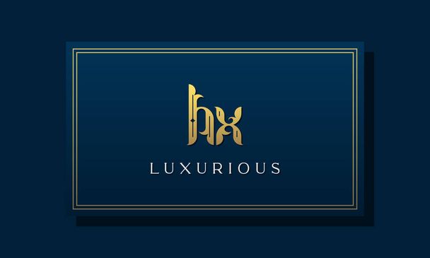 Vintage królewskie litery początkowe logo HX. Logo to łączy się z luksusowym krojem pisma w kreatywny sposób. Będzie on odpowiedni dla rodziny królewskiej, Boutique, Hotel, Heraldic, mody i biżuterii. - Wektor, obraz