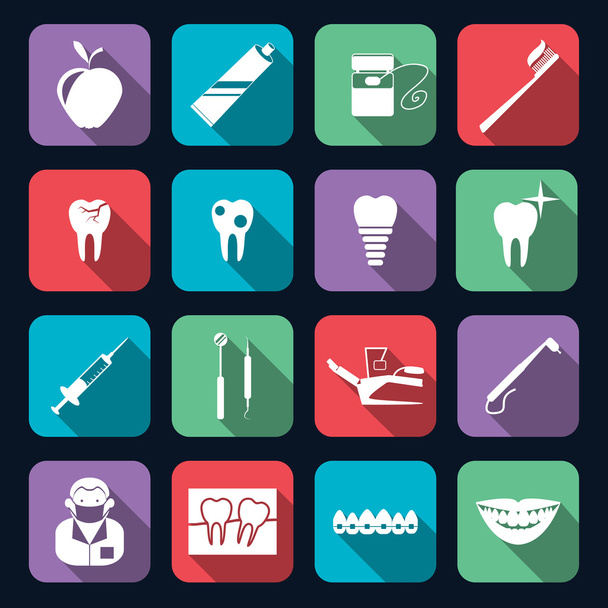 Icone dentali piatto
 - Vettoriali, immagini