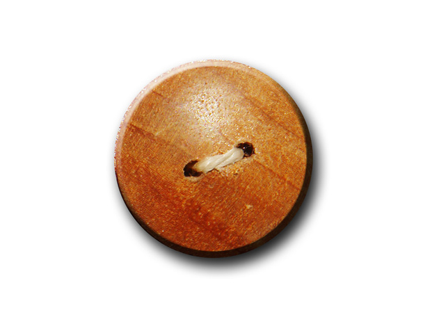 Wooden button over white background. Isolated image - Photo, Image