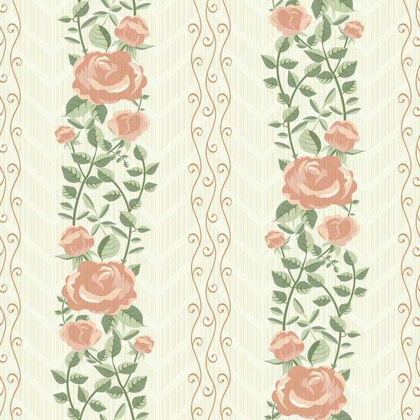 Vintage pattern with bloomen roses - Vector, afbeelding