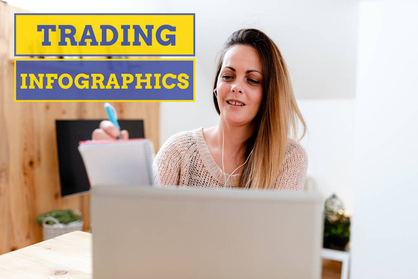 Εννοιολογική λεζάντα Trading Infographics. Έννοια σημαίνει οπτική αναπαράσταση των εμπορικών πληροφοριών ή δεδομένων Social Media Influencer Δημιουργία online παρουσία, Βίντεο Ιδέες Blog - Φωτογραφία, εικόνα