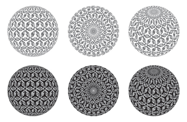 Set of spheres with a cubic pattern along the surface. Vector illustration - Vector, Image
