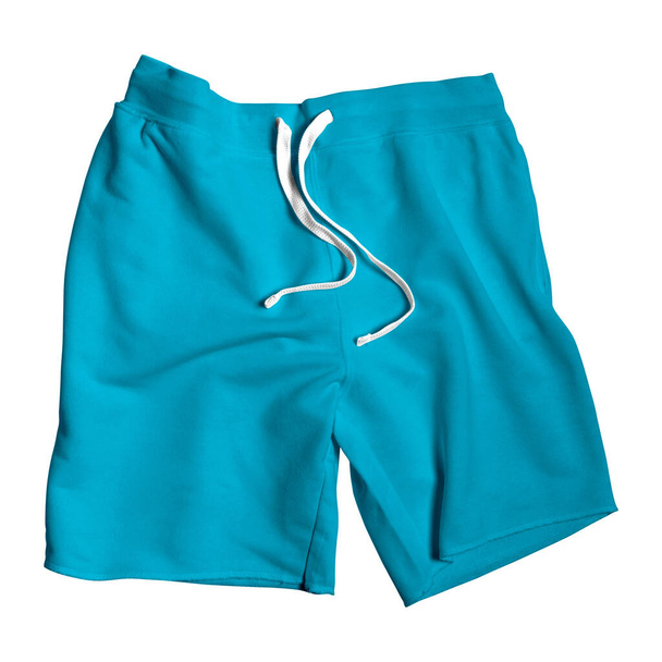 Con esta vista frontal de los increíbles shorts burlón en color azul submarinismo, su diseño se verá más real - Foto, Imagen
