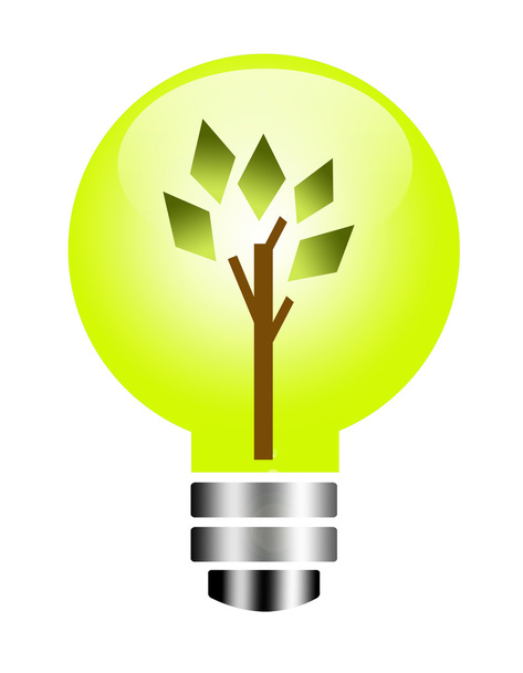 Yeşil doğal ışık, ampul illüstrasyon ağacı tasarım - Fotoğraf, Görsel
