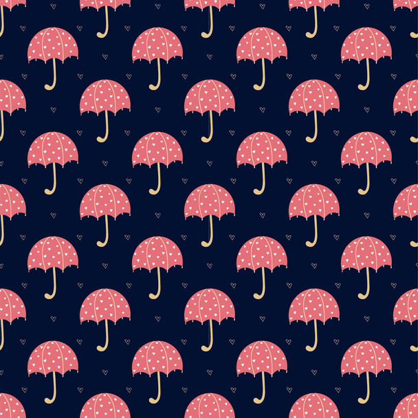 umbrella and hearts pattern vector design - Vector, Image