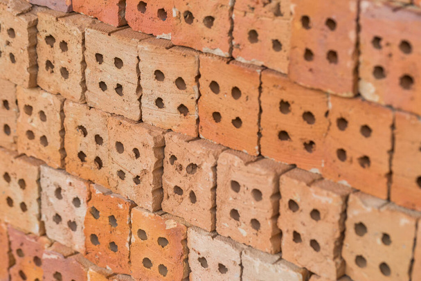 Red brick block for wallpaper and background - Photo, Image