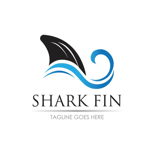 Plantilla de diseño de logotipo de aleta de tiburón. Ilustración vectorial - Vector, Imagen