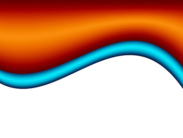 blauwe en oranje dynamische golven op witte achtergrond - Foto, afbeelding
