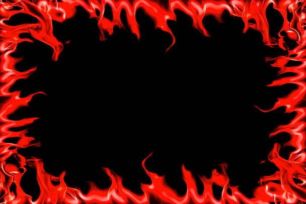 Red Fire flames on black background - Photo, Image