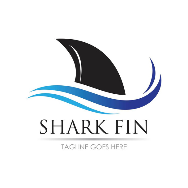Plantilla de diseño de logotipo de aleta de tiburón. Ilustración vectorial - Vector, Imagen