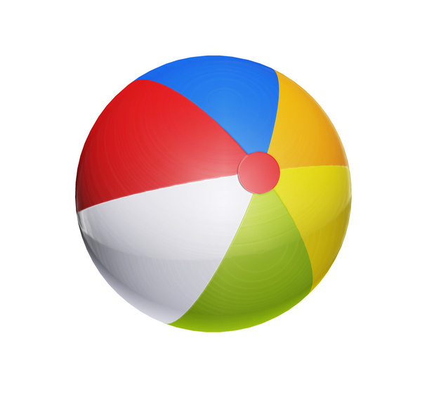 Juguete de pelota azul, rojo, blanco, naranja y verde sobre fondo blanco
 - Foto, Imagen