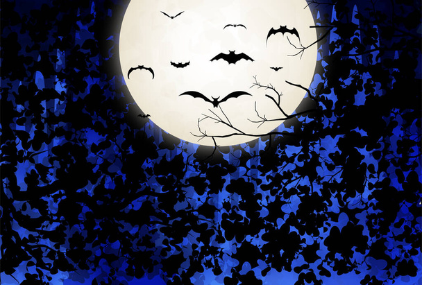Halloween full moon night sky background  - Vector, Image
