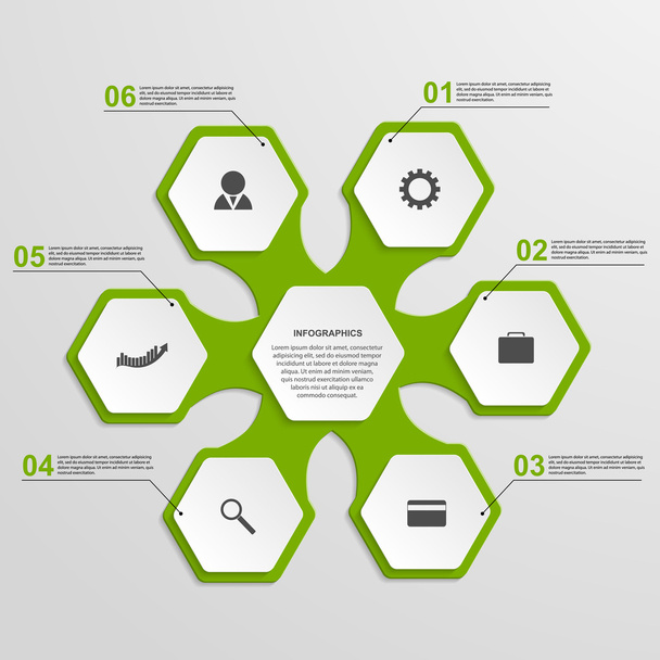 Abstract hexagon infographics template. Vector illustration. - Vector, Image