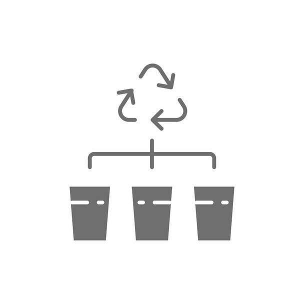 Getrennte Müllabfuhr, graues Symbol zur Mülltrennung. - Vektor, Bild