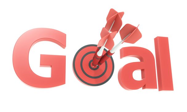 Red arrow and goal text - Photo, Image