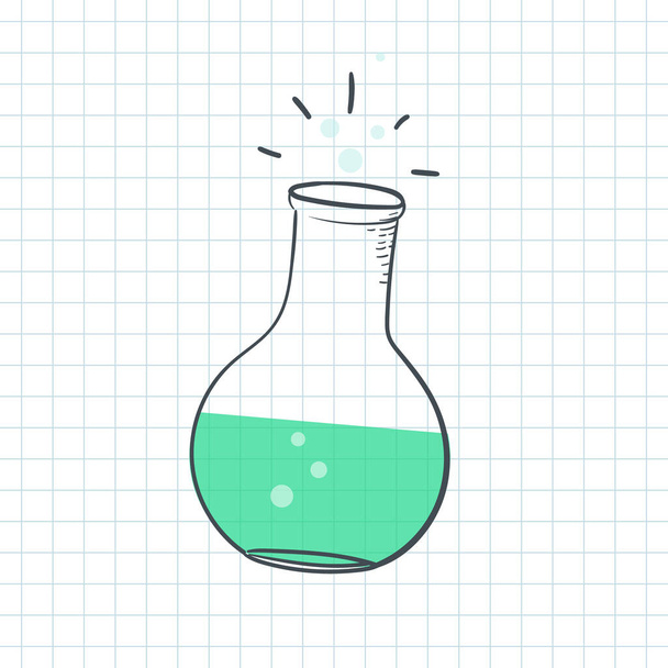 Science laboratory glasswares doodle style - Vektör, Görsel