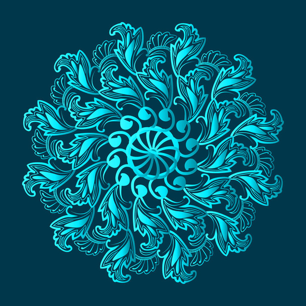 yeşilimsi mavi süs çiçekleri soyut arabesk mandala tasarımı lüks İslami arka plan - Vektör, Görsel