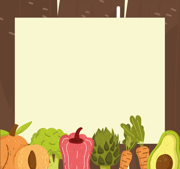 üres banner zöldségekkel - Vektor, kép