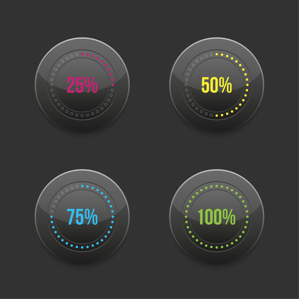 set of round progress bar element with multicolored scales downl - Vecteur, image