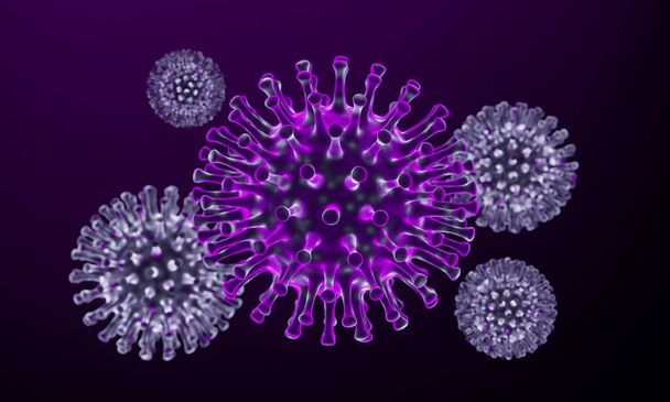 Renderização 3D. pandemia microscópica de Covid-19. Mutação viral. - Foto, Imagem