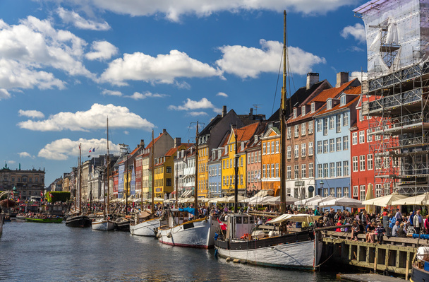 Nyhavn, nabrzeża w Kopenhadze, dania - Zdjęcie, obraz