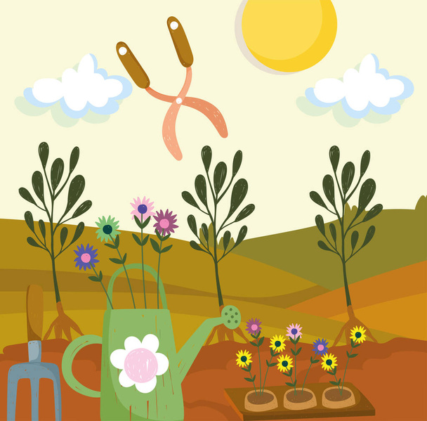 φυτά εργαλεία κήπου - Διάνυσμα, εικόνα