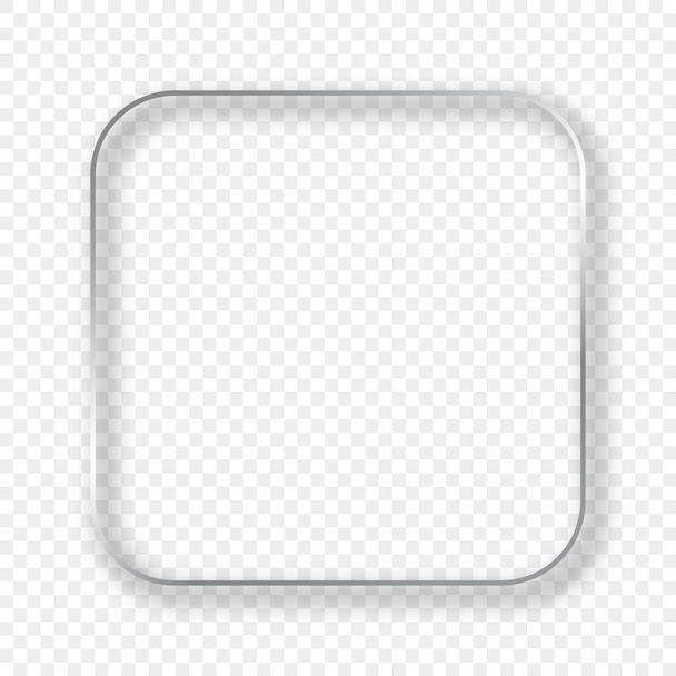 Silver glowing rounded square frame with shadow isolated on transparent background. Shiny frame with glowing effects. Vector illustration - Vector, Image