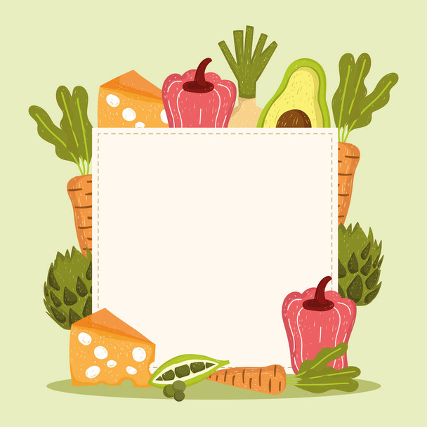 légumes et tableau blanc - Vecteur, image