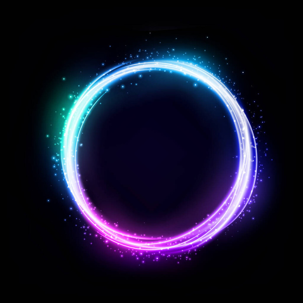 Abstract Multicolor Ring Line of Light, isolated on Dark Background. Vector Illustration - Vector, Image