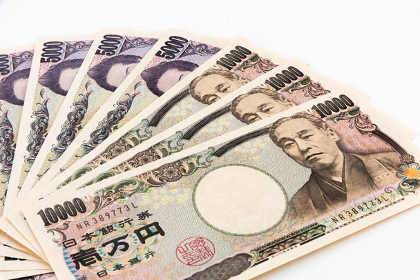 Крупный план банкнот в японской валюте - Фото, изображение