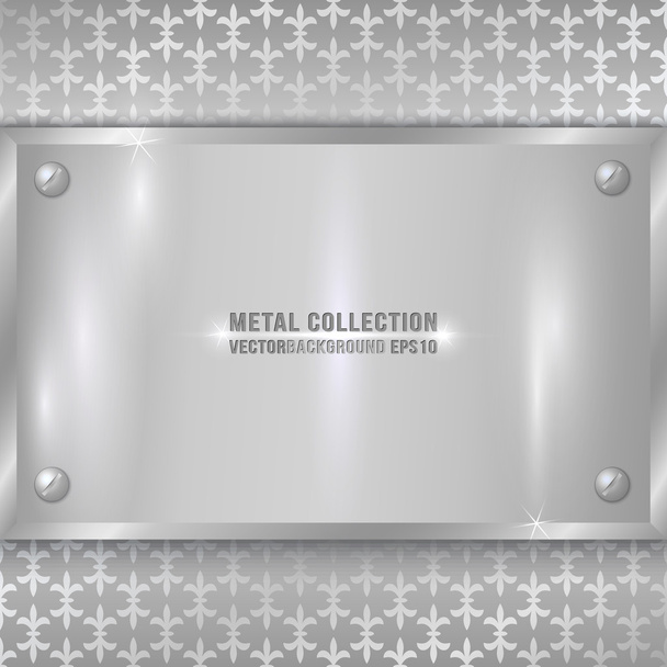 Vektor abstrakte Metallsilberplakette auf der Ornamentplatte - Vektor, Bild