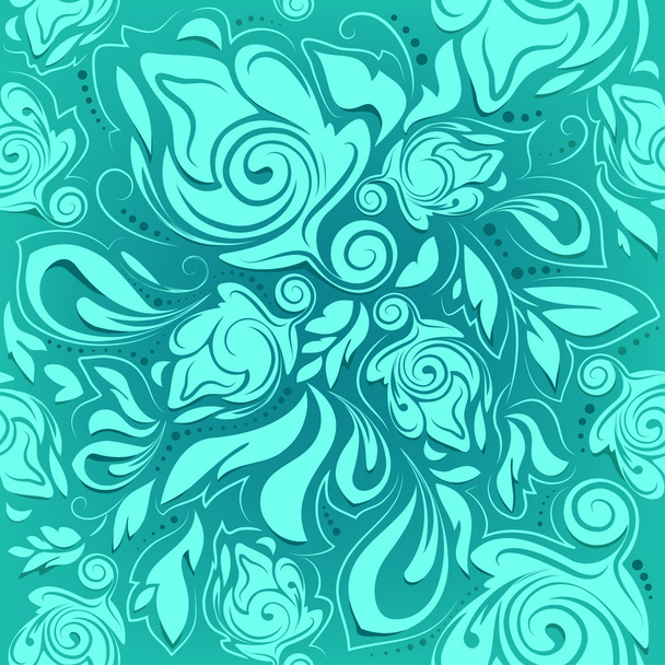 florales nahtloses Muster, türkis abstrakter Hintergrund - Vektor, Bild