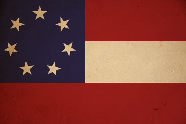 First flag of the Confederate army. Background with old texture. - Фото, зображення