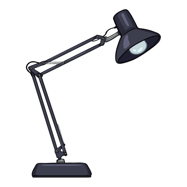 Vector Cartoon Black Table Lamp Illustration. - Vektör, Görsel