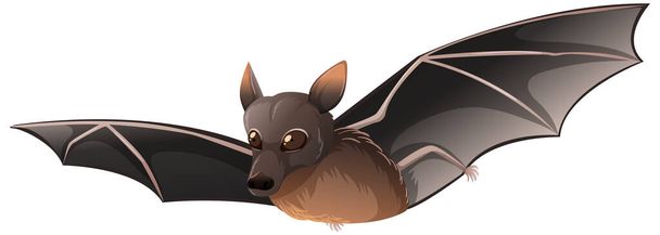 Little Red Bat in cartoon style on white background illustration - Vector, Image