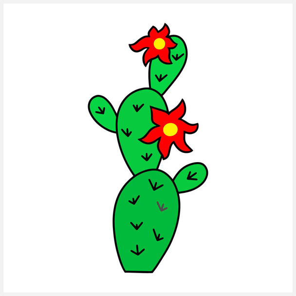 Doodle icono de cactus aislado en blanco. Bosquejo clipart desierto. Sahara de la naturaleza. Ilustración de stock vectorial. EPS 10 - Vector, Imagen