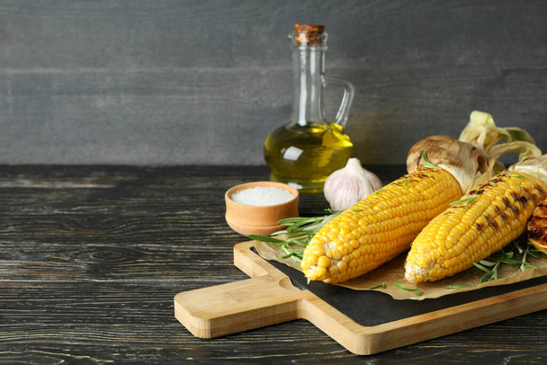 Concept of tasty food with grilled corn - Photo, Image