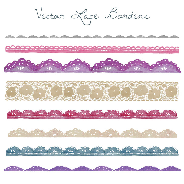Collection of Hand Painted Watercolor Lace - Vector, Image