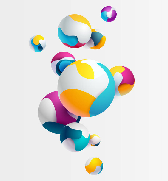 Multicolored striped 3D balls. Bright geometric composition. - Vettoriali, immagini