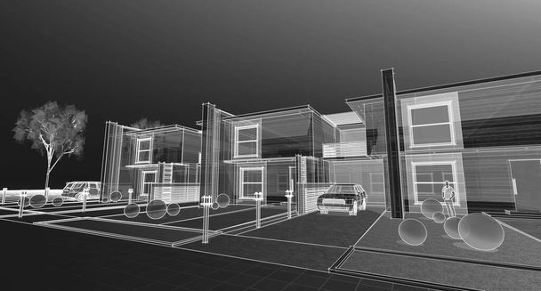 moderne architectuur modulaire woning 3d rendering - Foto, afbeelding