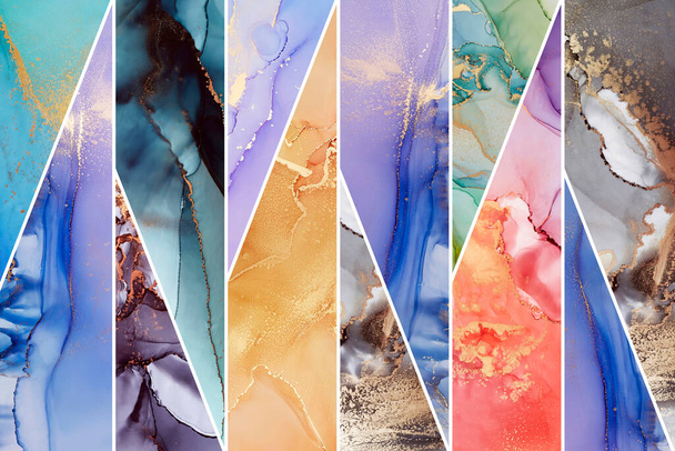 collage digital de abstracto pintado a mano textura de tinta de alcohol. Fondo creativo a rayas verticales para su diseño - Foto, imagen