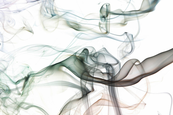 Dynamische, glatte, abstrakte Rauchlinien auf weißem Hintergrund. Grafikdesign-Banner - Foto, Bild