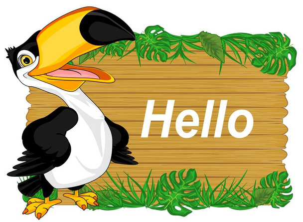 χαριτωμένο toucan κινούμενα σχέδια πω γεια - Φωτογραφία, εικόνα