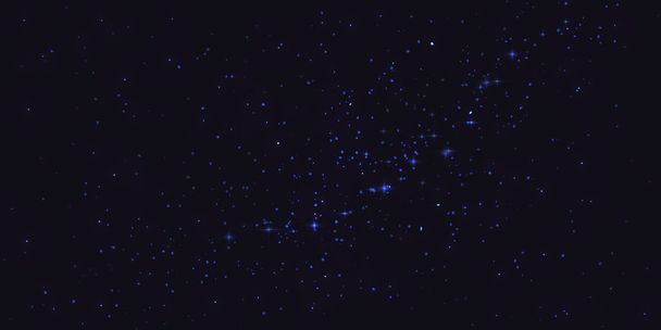 Astrología horizontal universo estelar de fondo. Cielo nocturno estrellado, espacio azul brillante con nebulosa. Galaxia Vía Láctea en el espacio infinito. Ilustración vectorial para papel pintado, sitio web, impresiones, plantilla de cubierta - Vector, Imagen