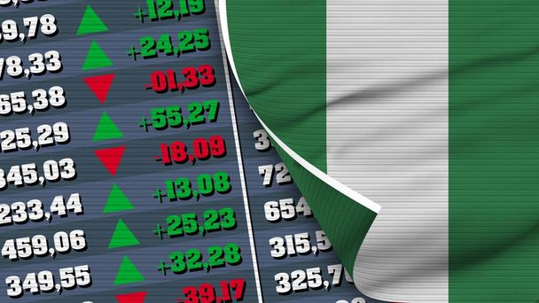 Nigeria Flag and Finance, Stock Exchange, Stock Market Chart, Fabric Texture Illustration - Photo, Image