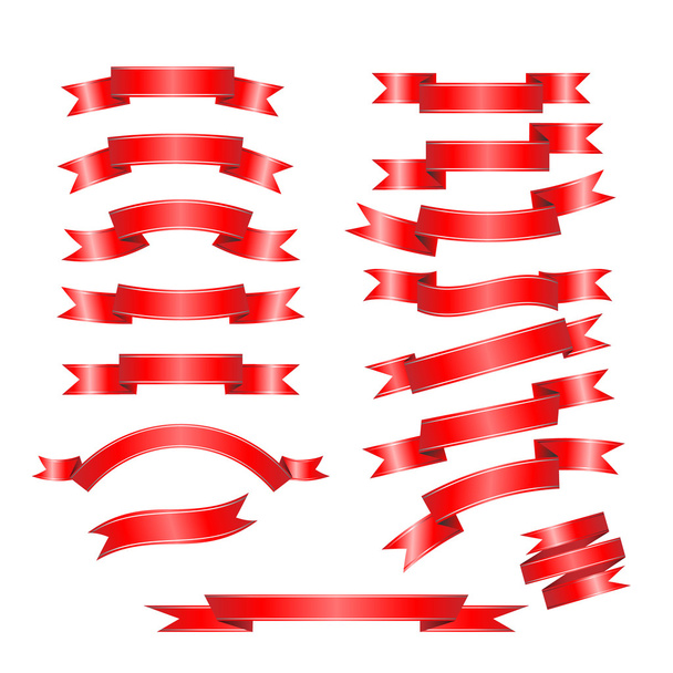 Big  Ribbons Set, Isolated On White Background, - Vector, Image