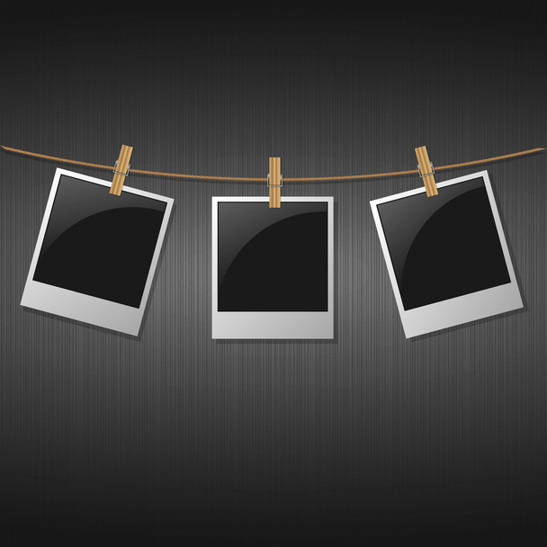 Three blank photos frame hanging on the background - Vector, Image