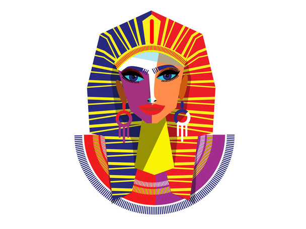  エジプト人女性ファラオ...ベクトルアウトラインイラスト。ポスターデザインポストカード,  - ベクター画像