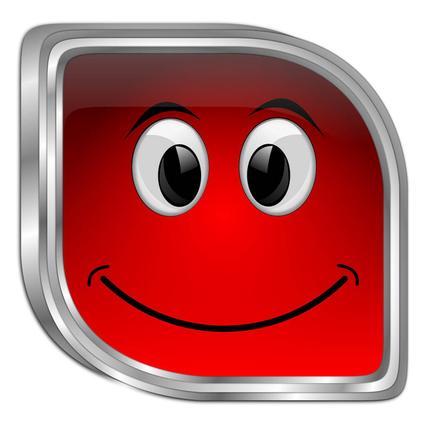 Tlačítko s usměvavou tváří červené - 3D ilustrace - Fotografie, Obrázek