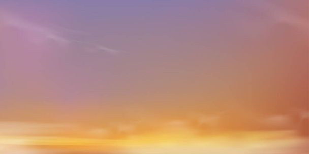 Цветное небо с пушистыми облаками с пастельным тоном в розовом, оранжевом, желтом и фиолетовом утром, волшебное небо заката весной или летом, векторная иллюстрация сладкий фон для баннера четырех сезонов - Вектор,изображение
